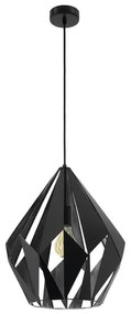 Lampadario Design Carlton nero paralume nero e antracite E27 Ø38.5cm EGLO