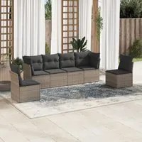 Set Divano da Giardino 6 pz con Cuscini Grigio in Polyrattan 3249209