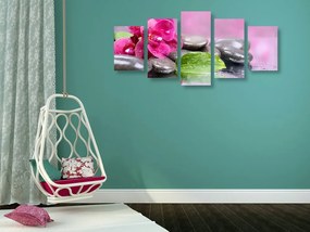 Quadri 5 pezzi – Orchidea con tocco di relax
