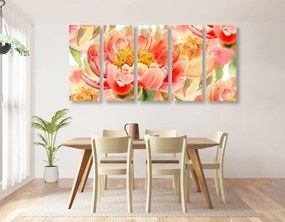 Quadri 5 pezzi – Peonie rosse