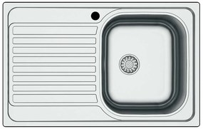 Lavello Inox ad Incasso 79x50, 1 Vasca e Gocciolatoio, Acciaio Satinato