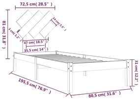 Giroletto 75x190 cm Small Single in Legno Massello