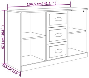 Credenza Grigio Cemento 104,5x35,5x67,5 cm in Legno Multistrato