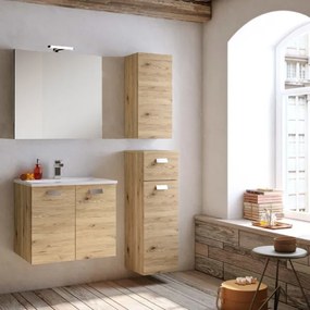 Mobile sospeso bagno 62 cm Quercia Naturale con lavabo - ANGELA2
