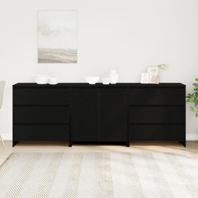 Set di 3 sideboard in legno ingegnerizzato nero