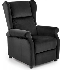 Poltrona reclinabile Agustin 2 in velluto nero - H107 cm