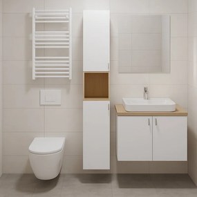 Colonna per mobile bagno Modern SENSEA 2 ante P 30 x L 30 x H 161.6 cm bianco e miele laccato truciolare