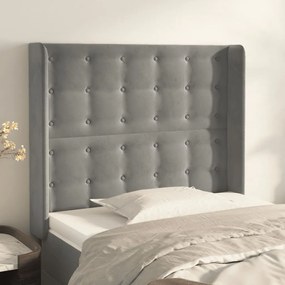 Testiera Ad Orecchio Grigio Chiaro 83x16x118/128 Cm İn Velluto /