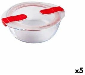 Porta pranzo Ermetico Pyrex Cookheat 1,1 L 21 x 18 x 7 cm Trasparente Vetro (5 Unità)