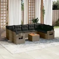 Set Divano da Giardino 10 pz con Cuscini Grigio in Polyrattancod mxl 114510