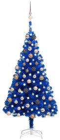 Albero di Natale Preilluminato con Palline Blu 120 cm PVC