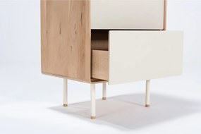 Cassettiera alta bianca in legno di quercia con 3 cassetti 60x100 cm Fina - Gazzda