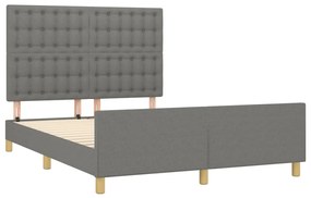 Giroletto con testiera grigio scuro 140x200 cm in tessuto