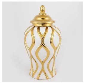 Vaso in ceramica 30,6x16,2 cm oro/bianco