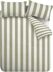 Biancheria da letto matrimoniale verde e crema 200x200 cm Cove Stripe - Catherine Lansfield