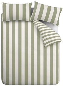 Biancheria da letto matrimoniale verde e crema estesa 230x220 cm Cove Stripe - Catherine Lansfield