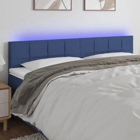 Testiera A Led Blu 200x5x78/88 Cm İn Tessuto /