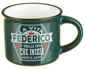 Tazzina caffè con nome Federico in gres porcellanato