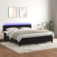 Letto a Molle con Materasso e LED Nero 160x200 cm in Velluto 3134533