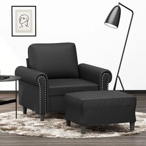 Poltrona Con Poggiapiedi Nero 60 Cm İn Similpelle /