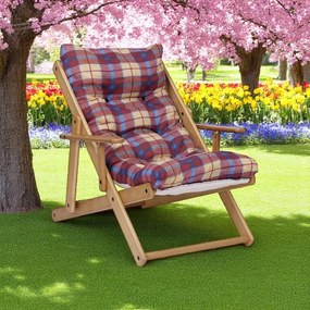 Poltrona in legno pieghevole 3 posizioni - cuscino tessuto Bordeaux
