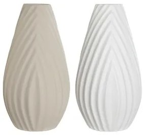Vaso Home ESPRIT Bianco Beige Gres Stile artigianale 24 x 24 x 41 cm (2 Unità)