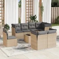 Set Divano da Giardino 9 pz con Cuscini Beige in Polyrattan 3217939