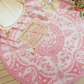 Tappeto Da Esterni Arakıl Rosa Ø200 Cm İn Pp /