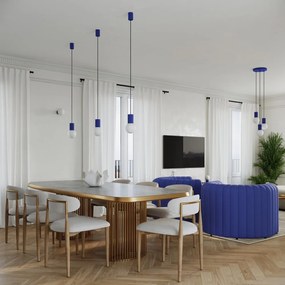 Lampadario blu scuro con paralume in vetro ø 25 cm Orbital – Sollux