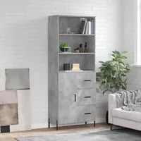 Credenza Grigio Cemento 69,5x34x180 cm in Legno Multistrato 3189457