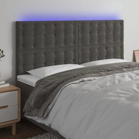 Testiera A Led Grigioscuro 200x5x118/128cm İn Velluto /