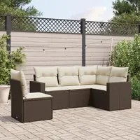 Set Divano da Giardino 5 pz con Cuscini Marrone in Polyrattancod mxl 110978