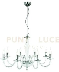 Lampadario paganini 8 luci cristallo cromo attacco e14 d.84cm