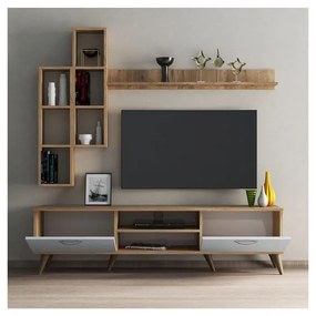 Set TV in pino bianco/naturale 180x48 cm Veronica - Kalune Design