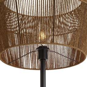 Lampada da terra nera con paralume in corda di carta marrone 50/50/30 - Simplo
