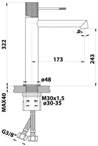 Sapho - Miscelatore per lavabo SOLARIS 32 cm, cromo lucido