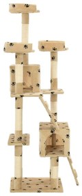 Albero per gatti tiragraffi sisal 170 cm zampe stampate beige