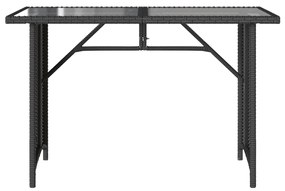 Tavolo da giardino piano in vetro nero 110x68x70 cm polyrattan