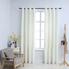 Tende Oscuranti Con Anelli 2 Pz Crema İn Velluto 140x245 Cm /