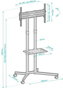 CONNECT IT CMH-9100-BK - Porta TV mobile con ripiano 37-70” nero