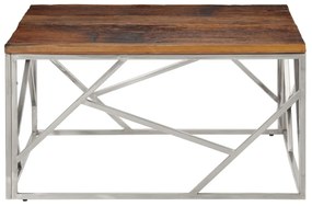 Tavolino salotto argento acciaio inossidabile e legno massello