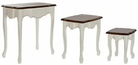 Set di 3 tavoli DKD Home Decor Bianco Marrone 60 x 40 x 66 cm