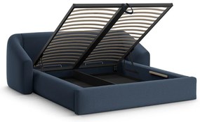 Letto matrimoniale imbottito blu scuro con contenitore con rete inclusa 140x200 cm Campi – Cosmopolitan Design