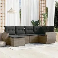 Set Divano da Giardino 6 pz con Cuscini Grigio in Polyrattancod mxl 90168