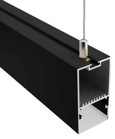Profilo Lineare Nero a Sospensione in Alluminio per Striscia LED 1m e 2m Variante Lunghezza 2 Metri