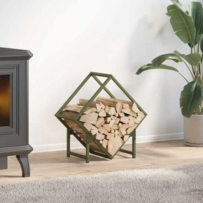 Rastrelliera Per Legna Da Ardere Verde Oliva 50x25x50 Cm /