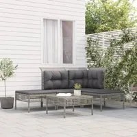 Set Divani da Giardino 5 pz con Cuscini in Polyrattan Grigiocod mxl 124601