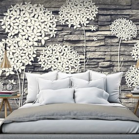 Fotomurale  Stones Flowers  Colore Crema, Dimensioni e Misure 250x175