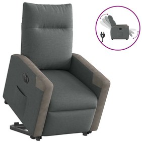 Poltrona Alzapersona Reclinabile Elettrica Grigio Scuro Tessuto /