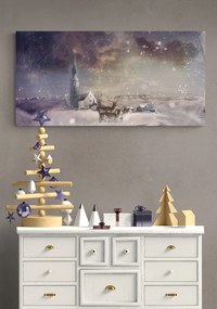 Quadro su tela – Cervo e caprioli nel villaggio innevato